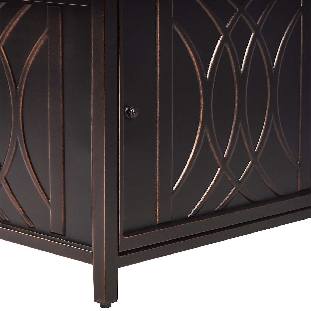 Oakland Living AZCAVE-FPT-AC Aluminum 42 in. Square Propane Beads, Lid and Fabric Cover Finish Outdoor fire Table, Antique Copper