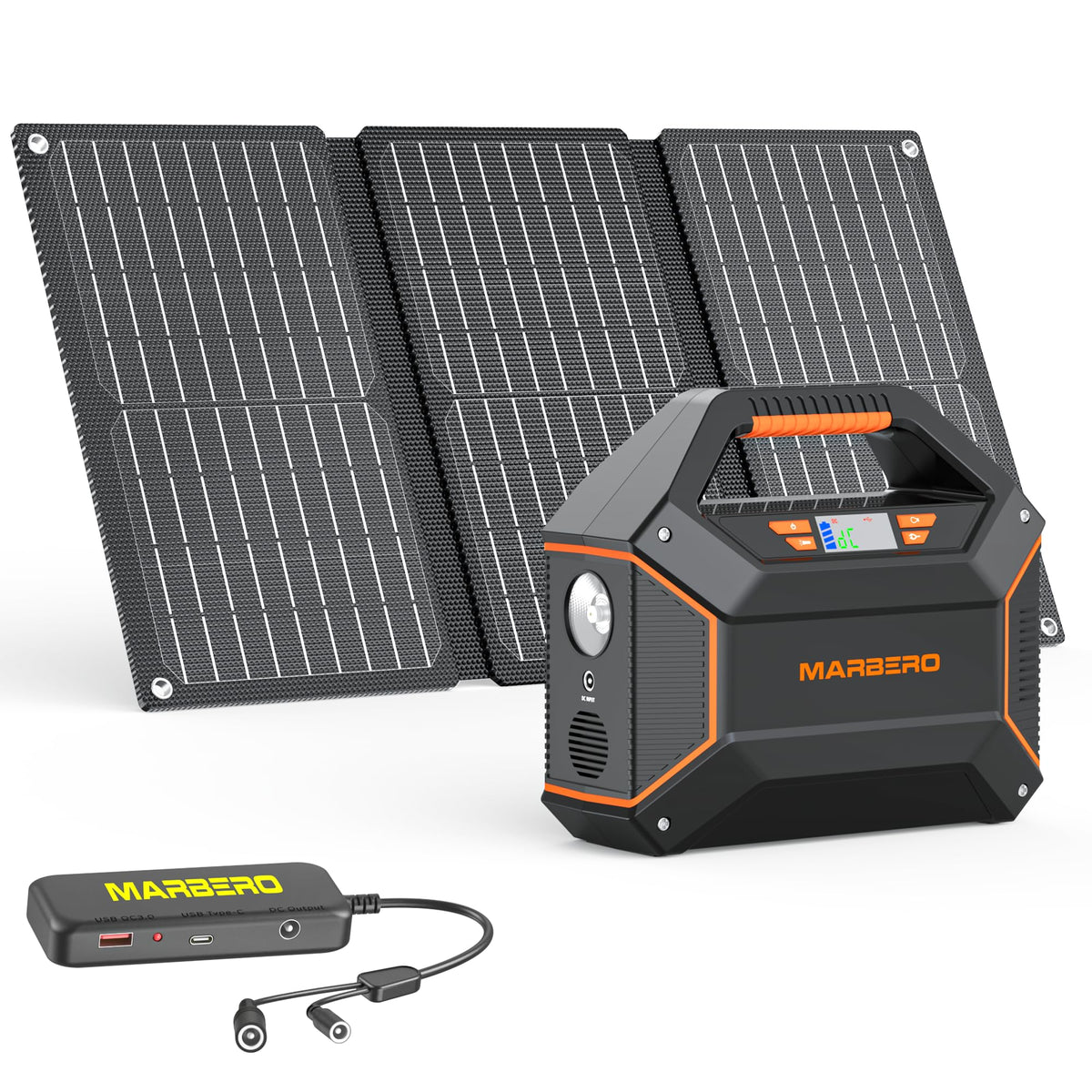 MARBERO 155Wh Solar Generator with Solar Panel Included 30W Portable Power Station 100W 150W Surge Multi-Output Solar Powered Generator Ultra Lightweight for Camping Emergency Blackout