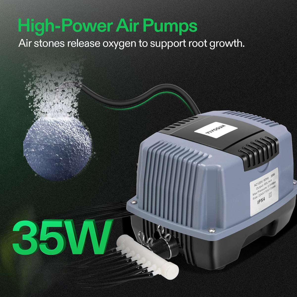 VIVOSUN DWC Hydroponics Grow System with Top Drip Kit, 5-Gallon Deep Water Culture, Recirculating Drip Garden System with Multi-Purpose Air Hose, Air Pump, and Air Stone (8 Buckets + Top Drip Kit)