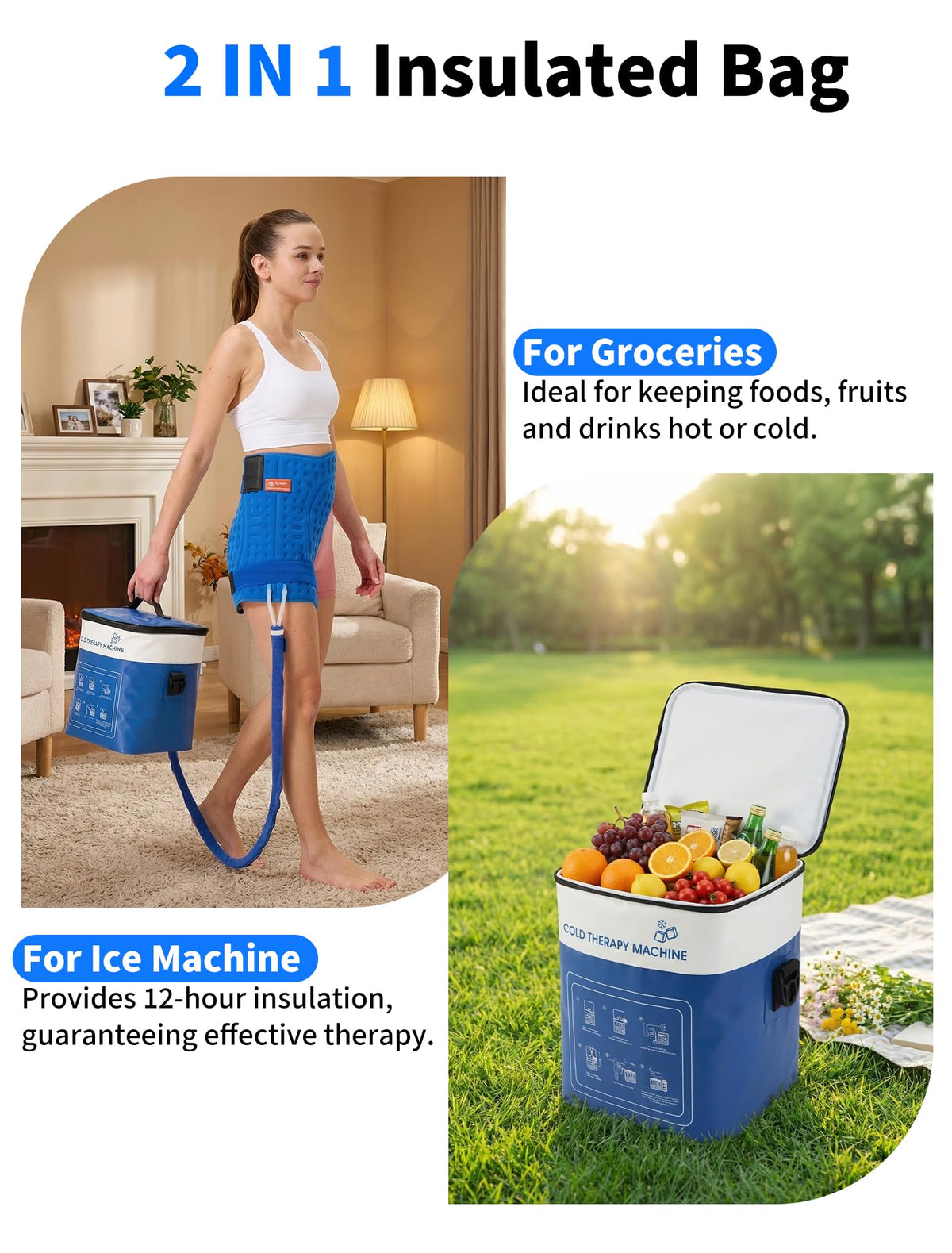 Cold Therapy Machine for Hip After Surgery with Pressure Regulator & Temperature Display, Ice Machine for Hip Replacement with Timer, Ice Wrap Pad Cryotherapy System for Post-Surgery Pain Relief