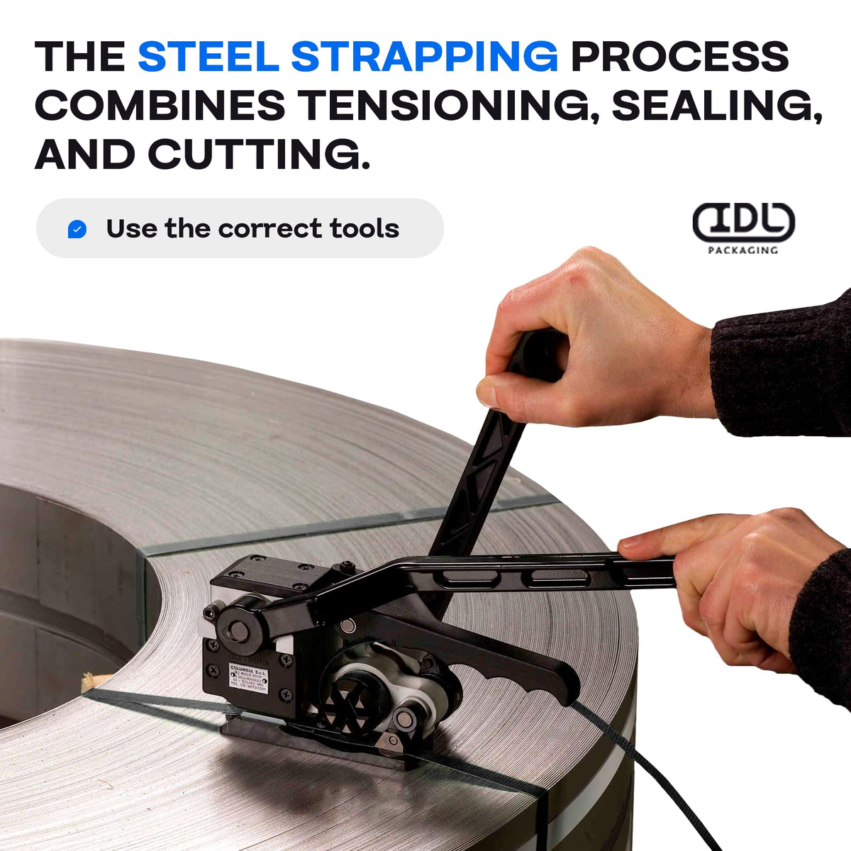 IDL Packaging 5/8" x .020" x 2230' Regular-Duty Steel Strapping Coil (1470 lbs Break Strength) - Painted and Waxed - Superior Cut-Resistance - Metal Straps for Pallet Banding, Extra-Heavyweight Loads