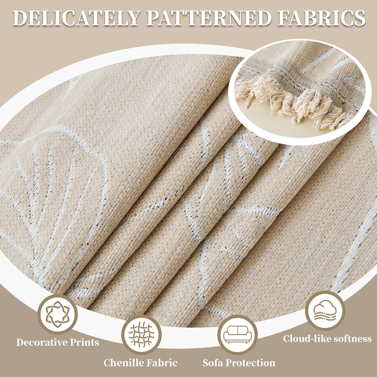 SYJOVIA 1OO% Waterproof Sectional Couch Covers for Dogs L Shaped Corner Sofa Cover Washable Chenille Sofa Slipcovers Blanket Modern Jacquard Pet Furniture Protector (91"x276", Beige Flower)