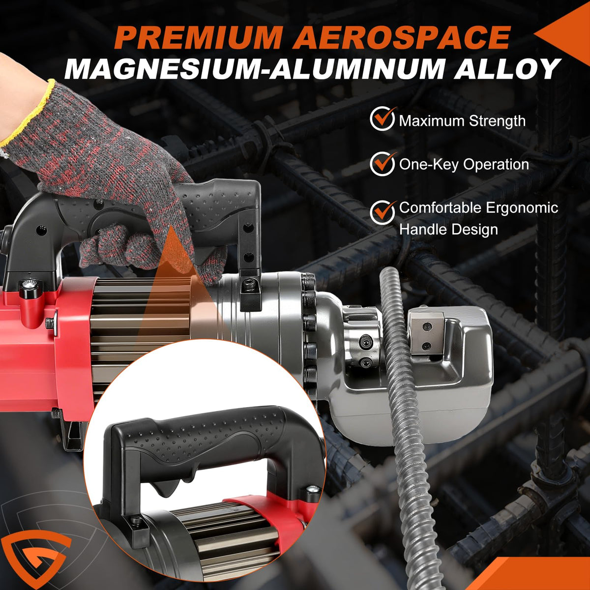 1400W Electric Rebar Cutter, 7/8" Hydraulic Portable Rebar Cutter 3-4s Cutting Speed Cuts 4-22mm #7 3/8" 5/8" up to 0.87" Rebar/Steel, RC-22,with Easy to Carry Box