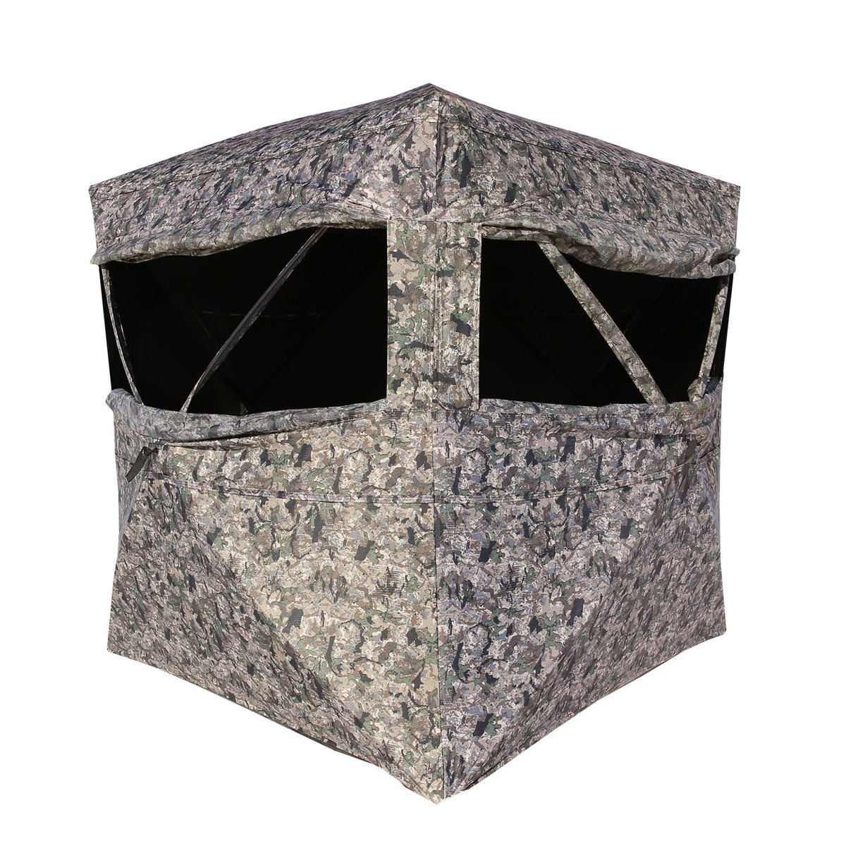 Hawk Reveal Hunting Archery Durable 73" Height Water Resistant Camo Concealing 3 Person Ground Blind with See-Through Mesh Window Panels
