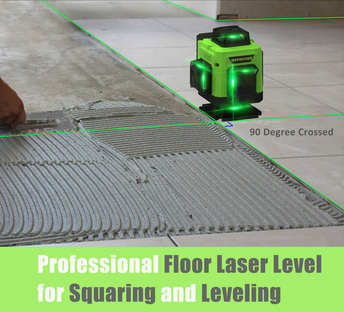 INSPIRITECH Laser Level 360 Self Leveling for Tiling Floor Wall Ceiling Construction, 4x360 Horizontal Vertical Cross Line Multi Surface Lazer Alignment, 4D Green Beam Laser Level for Picture Hanging