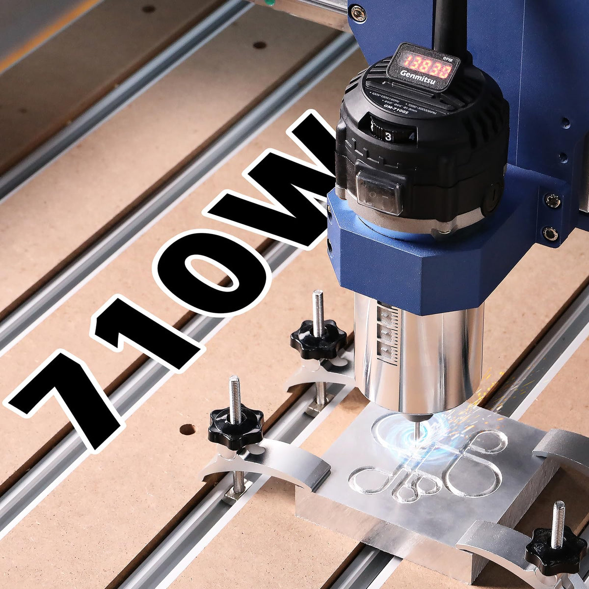 Genmitsu CNC Machine PROVerXL 6050 Plus for Metal Wood Acrylic MDF Carving + 710W CNC Compact Router Spindle Motor with LCD Digital Display