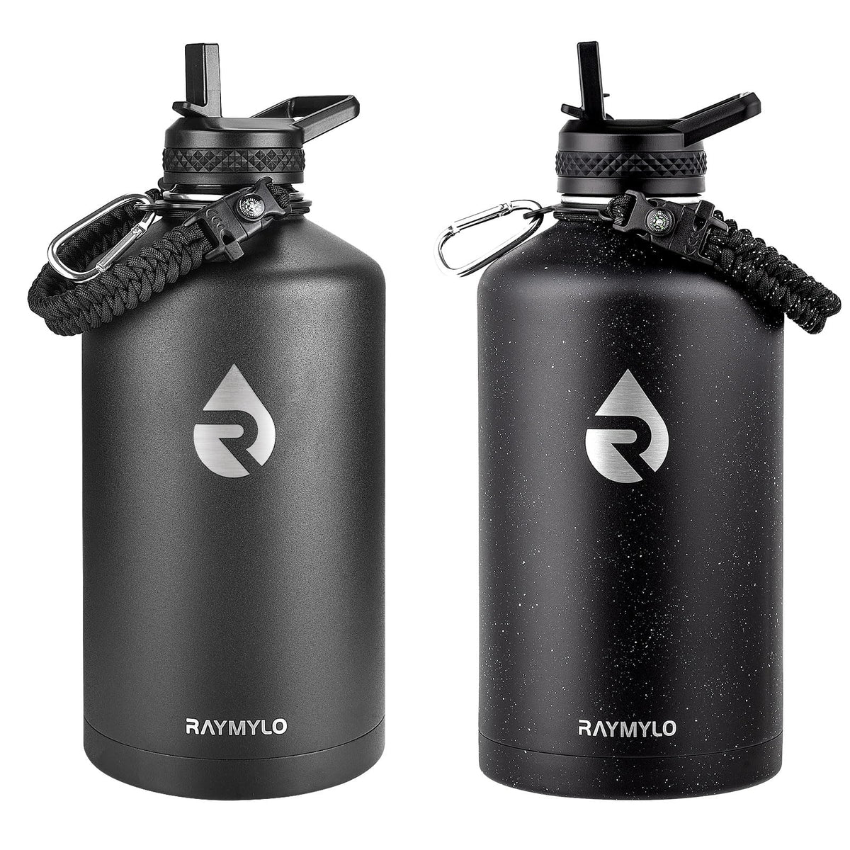 RAYMYLO One Gallon Water Bottle Insulated (Magic Black) + 128oz Insulated Water Bottle (Black Speckled)