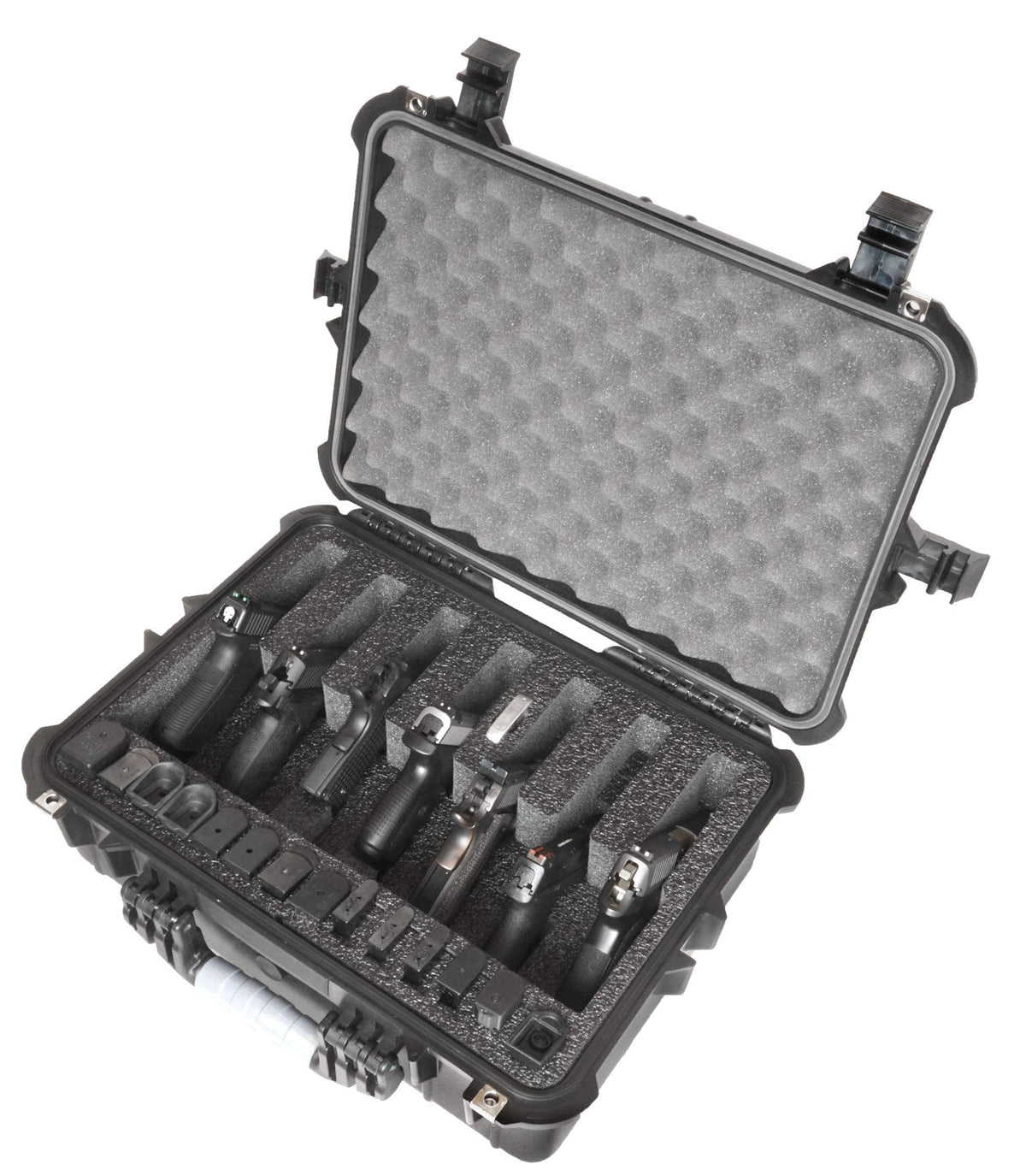 Case Club 7 Pistol and 21 Magazine Pre-Cut Heavy Duty Waterproof Case with Included Silica Gel Canister to Help Prevent Gun Rust (Upgraded Gen-2)