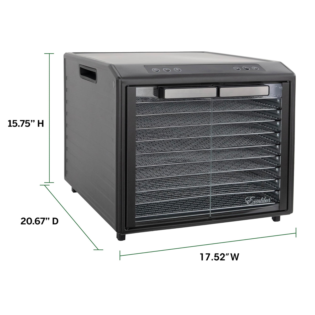 Excalibur Food Dehydrator 10-Tray Select Series for Jerky, Fruit, Vegetables, Herbs, Pet Treats, Stainless Steel with Glass Doors and 60 hour digital timer, 10-Tray, Black