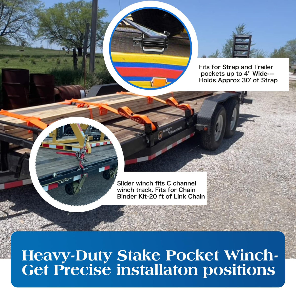 Trailer Stake Pocket Winch, Winch Flatbed Utility Capacity 16200 Lbs and 5400 Lbs Load Limit for Flatbed Trailer Trucks Winches- 4Pack