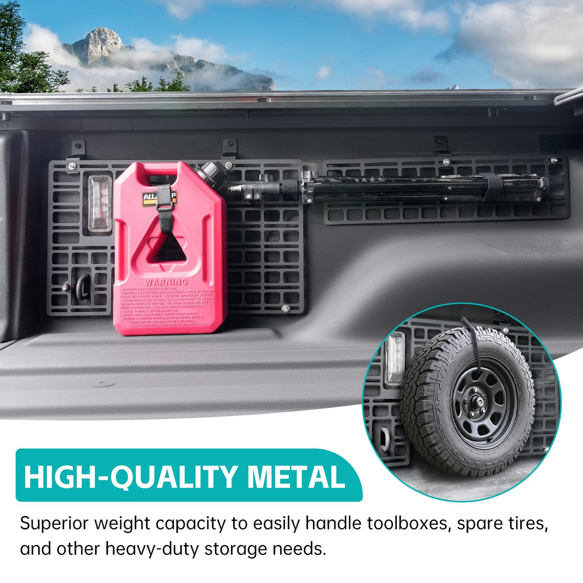 OUSUWO Side Truck Bed Molle Panel Rack System Compatible with 2019-2024 Jeep Gladiator JT 5FT Accessories Cargo Storage Organizer Tools Rack Fit for 19-24 Gladiator JT Accessories (Not Fit 2025)