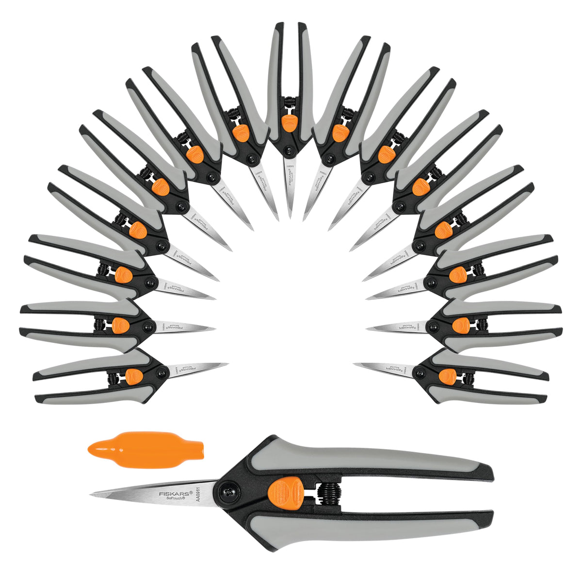 Fiskars 15pc Micro-Tip Pruning Snip Set, Precision Stainless Steel Blades, Softgrip Handles for Deadheading, Trimming & Shaping Small Plants