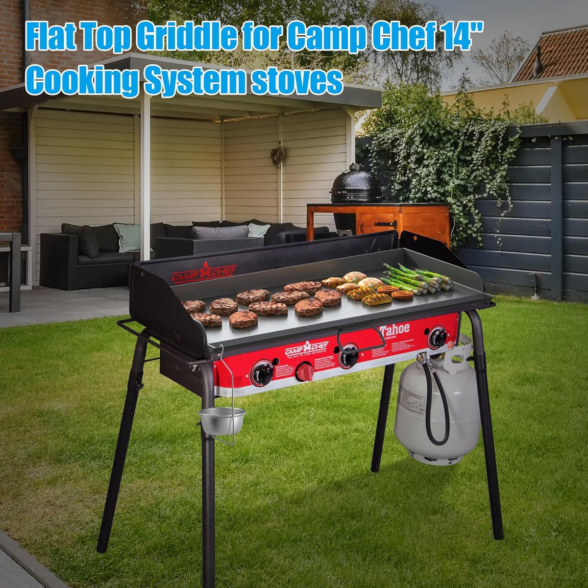 Professional 16x38 in Flat Top Steel Griddle for Camp Chef GB90D, TB90LW,Fry Griddle Accessories for Camp Chef 3 Burner Propane Stove Grill, 1 Carry Bag