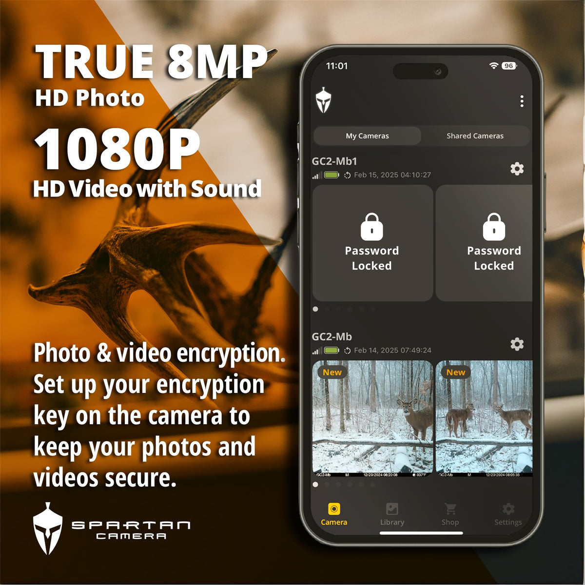 Spartan Camera GoCam2 Cellular, APP Control Trail Camera, 4G LTE, 1080P Video, FHD Photos, No Glow, Night Vision, Motion Activated, IP65 Water Resistant (Spartan Areus, AT&T)