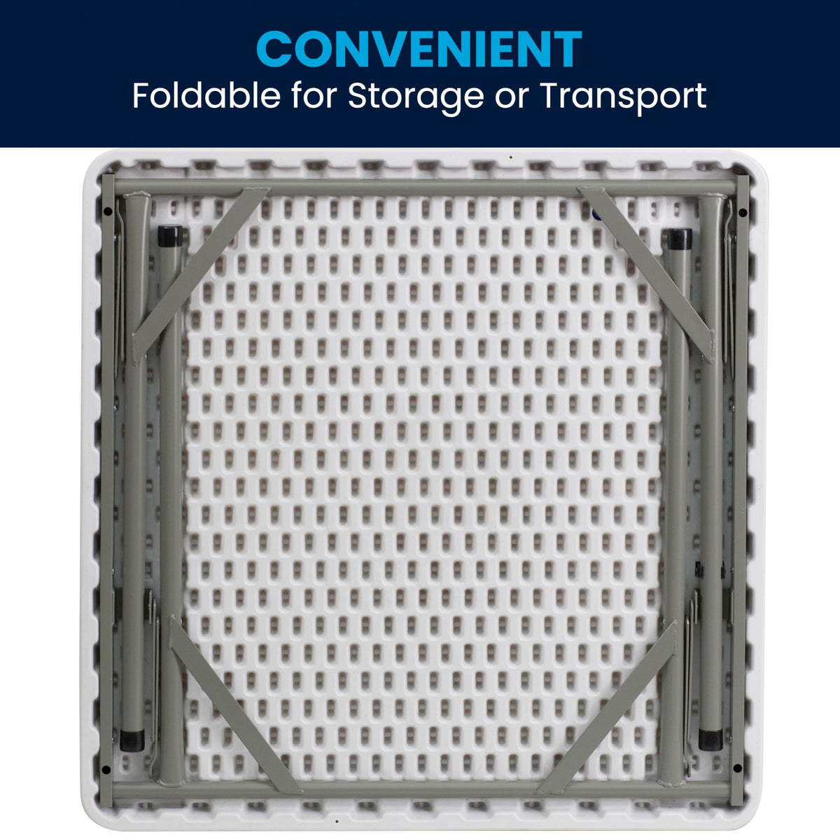 Flash Furniture Square Plastic Folding Event Tables, Set of 12, Granite White