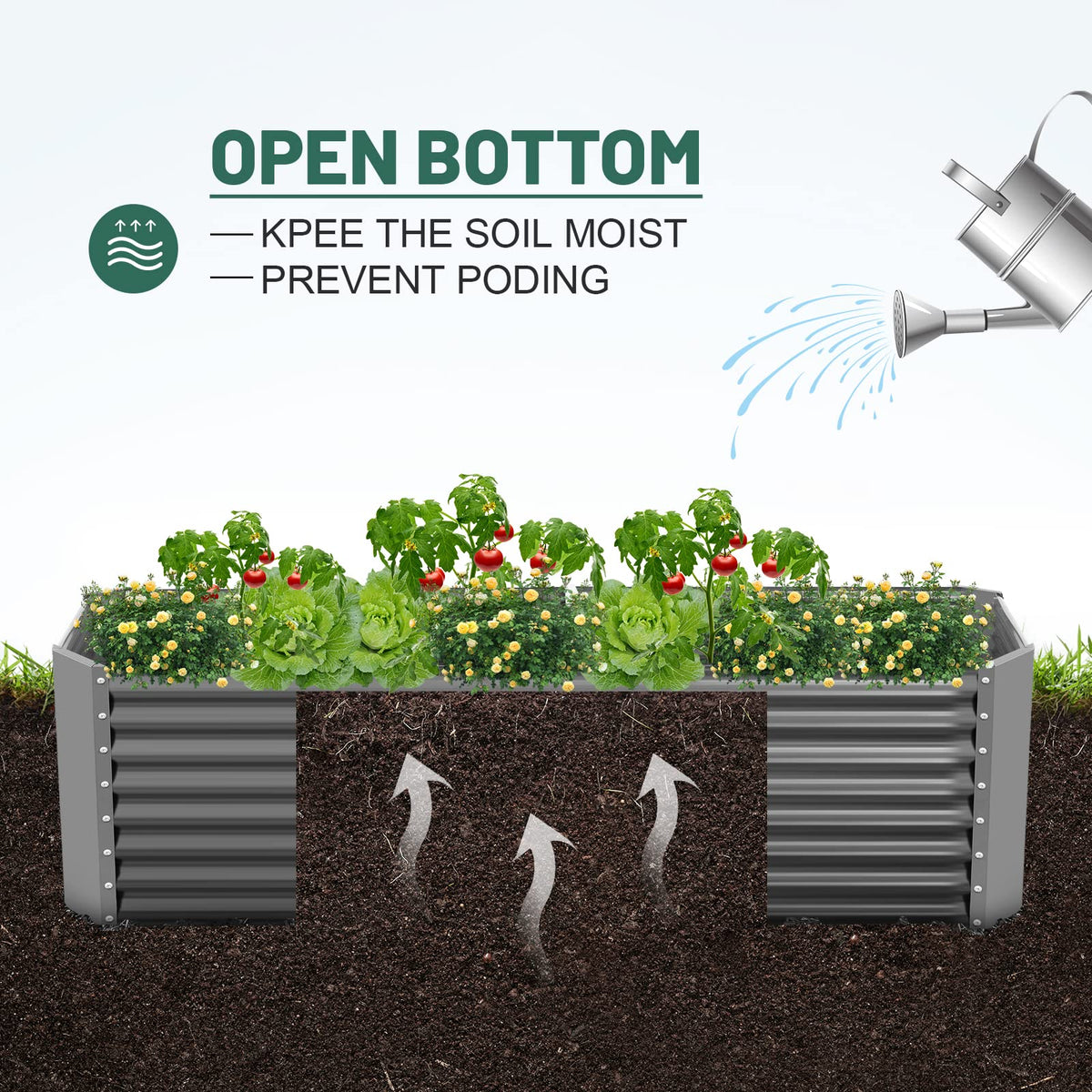 Land Guard 8×4×2 ft Galvanized Raised Garden Bed Kit, Galvanized Planter Raised Garden Boxes Outdoor, Large Metal Raised Garden Beds for Vegetables(Grey)…