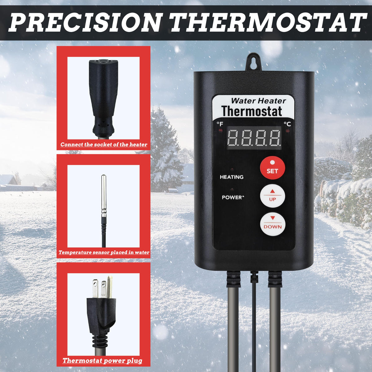 JHAOHEATE Portable Titanium Immersion Bathtub & Pool Water Heater 2000W 120V Electric Submersible Water Heater with Thermosta & GFCI Leakage Protection for Hot Tub, Spa, Baptistry, Inflatable Pool