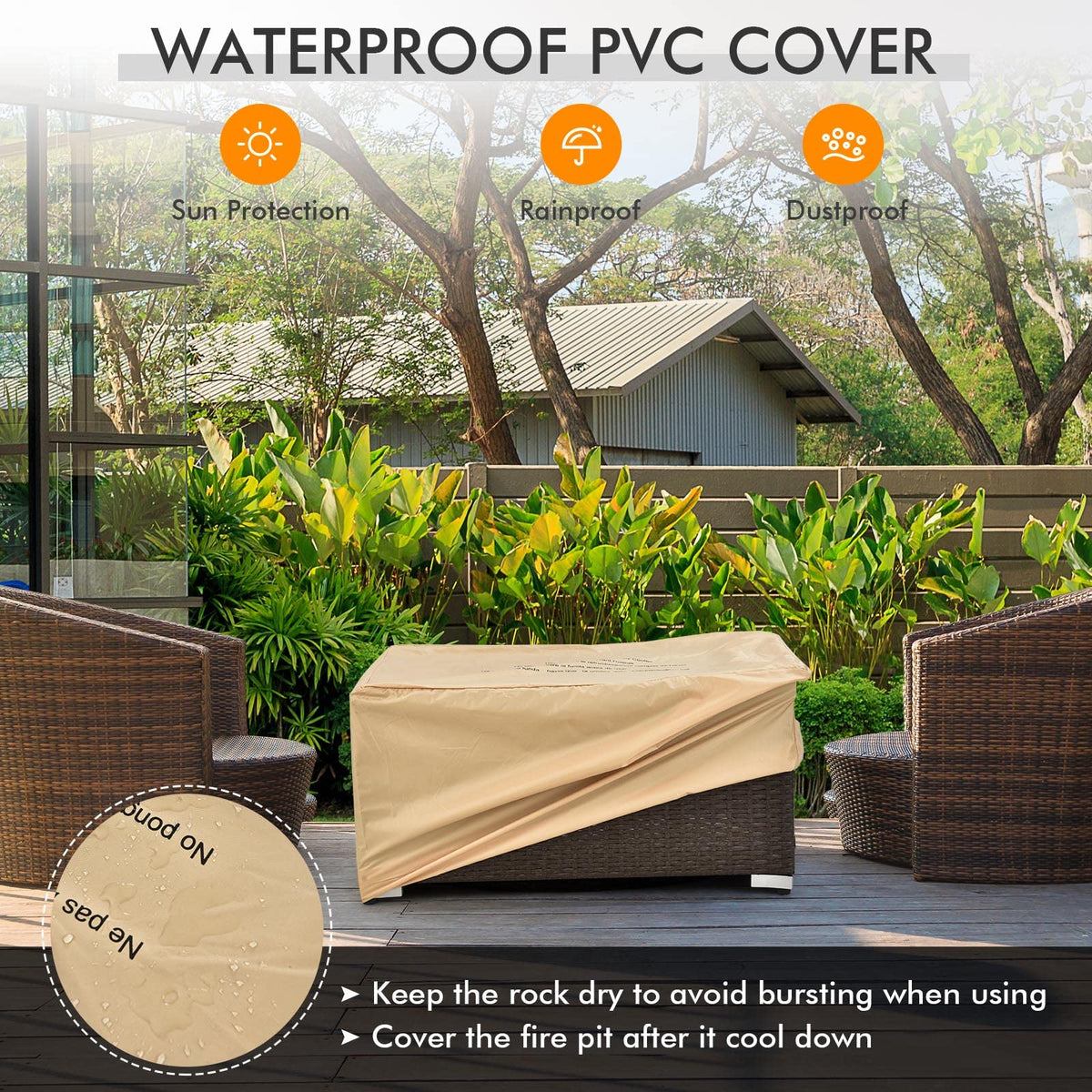 Tangkula 2 Piece Outdoor Propane Fire Pit Table Set with Hideaway Propane Tank Holder, 40,000 BTU Rattan Wicker Fire Pit Table with Lava Rocks, Waterproof Cover, Ideal for Backyard, Patio (Brown)