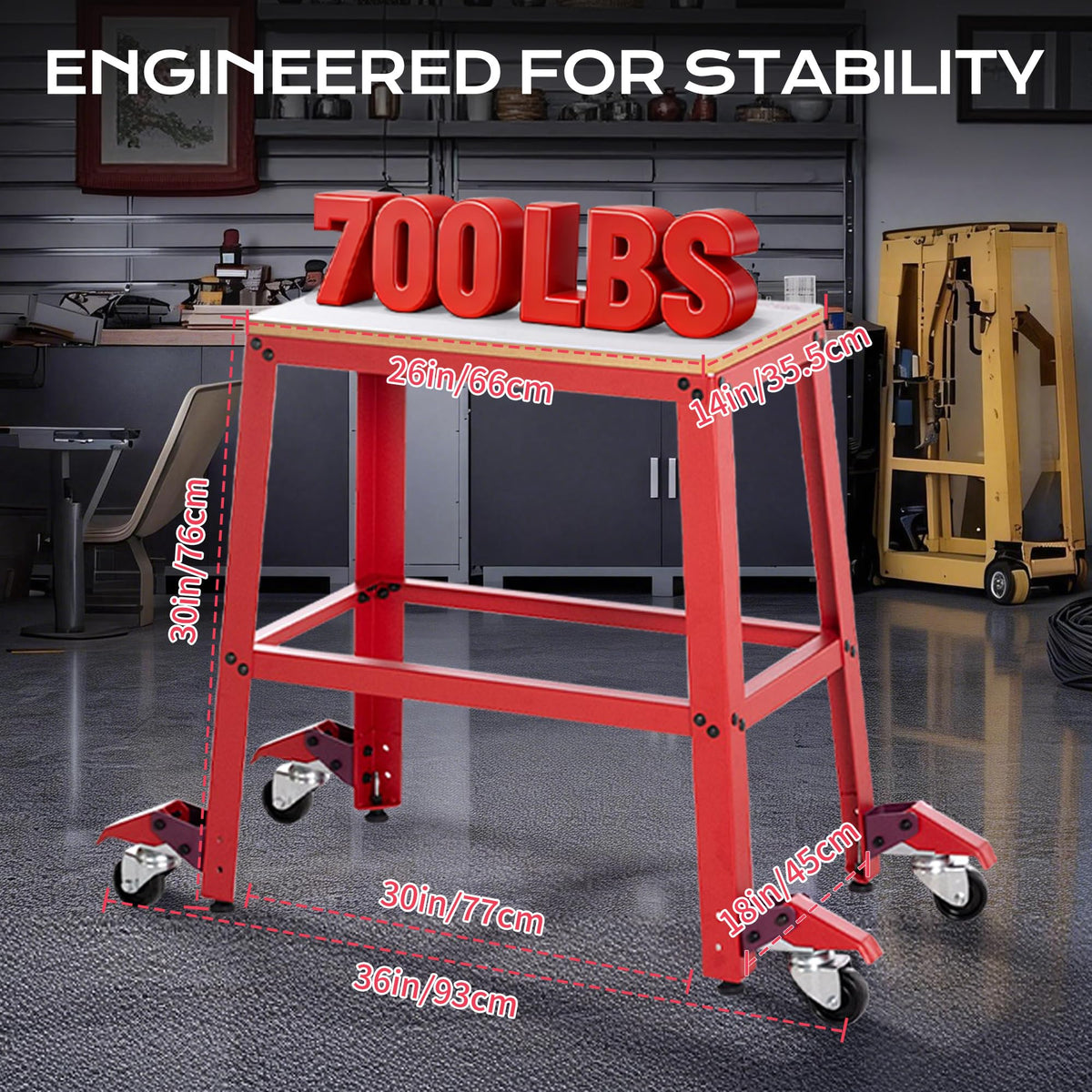 VIGO POWER 700 Lbs Heavy Duty Drill Press Stand with Wheels, 30" Height & 26"x14" MDF Top Universal Tool Stand, Expandable Mobile Work Bench Station for Planers, Table Saws, Grinders & Band Saws