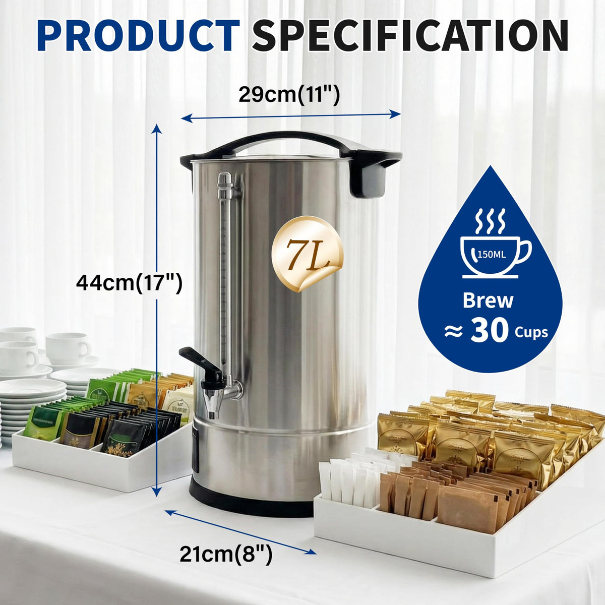GKFF Hot Water Dispenser, 7L(30 Cups) Hot Water Boiler Urn, 304 Stainless Steel Electric Water Boiler, Digital Temperature Control, Keep Warm, Boil-Dry Protection, for Tea, Coffee & Baby Formula
