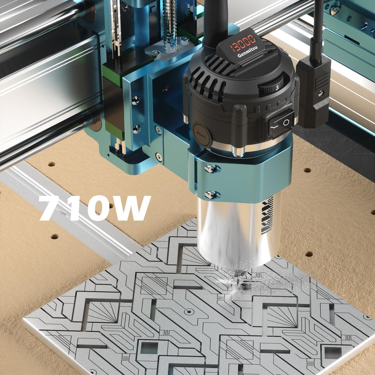 Genmitsu 4040-PRO MAX CNC Router + CFL55-33 5000mW Optical Power Laser Module, 710W Trimmer & Linear Rail Driven, Work Area 400 x 400 x 78mm, for Wood Metal Acrylic Cutting Milling, GRBL Control