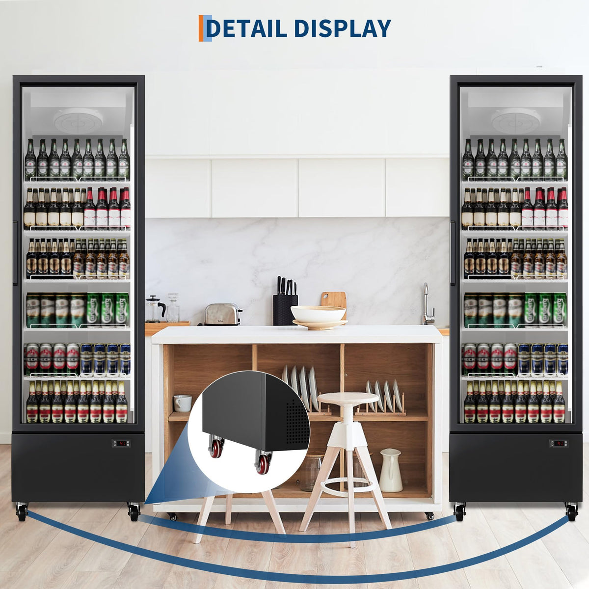 17.7 CF Commercial Refrigerator Display Refrigerator, Glass Door Upright Fridge, Cooler with Adjustable Shelves, Beverage Refrigerator for Shop, Restaurant, Store, Kitchen Appliances, Black