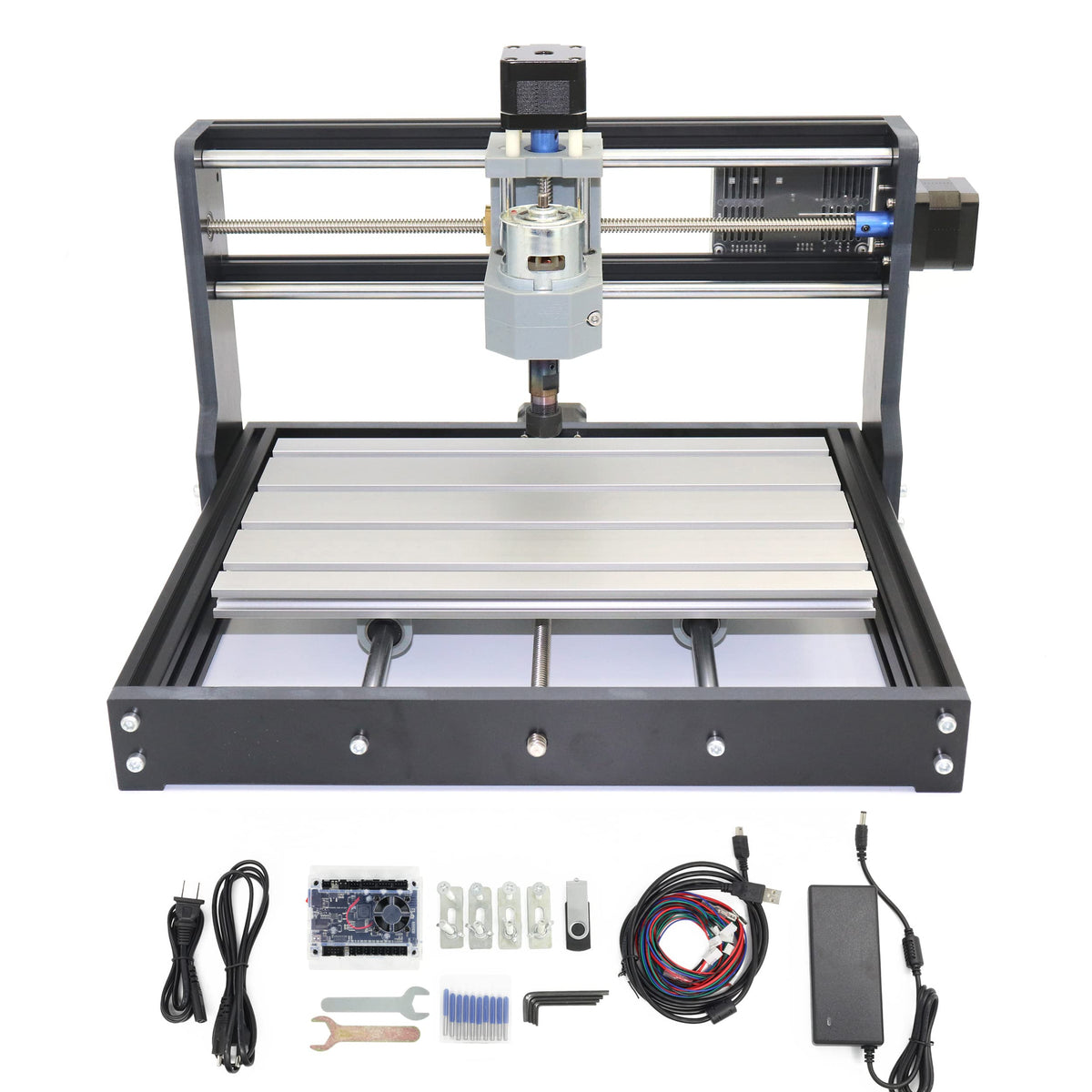 RATTMMOTOR DIY CNC Router Kit, 3 Axis Hobby CNC Router Machine GRBL Control, Plastic Acrylic PVC PCB Wood Mini Desktop Engraving Milling Carving Machine, Working Area 300x180x45mm