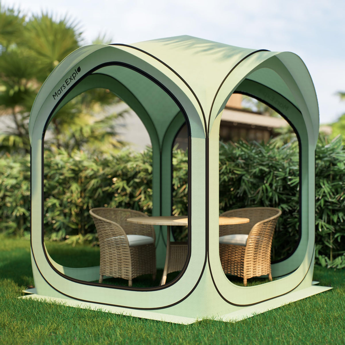 6x6FT Pop-Up Screen House Tent, Instant Portable Screen Room Canopy with Mesh Doors and Carry Bag for Patio, Backyard, Deck, Camping, and Outdoor Activities,Seafoam Green