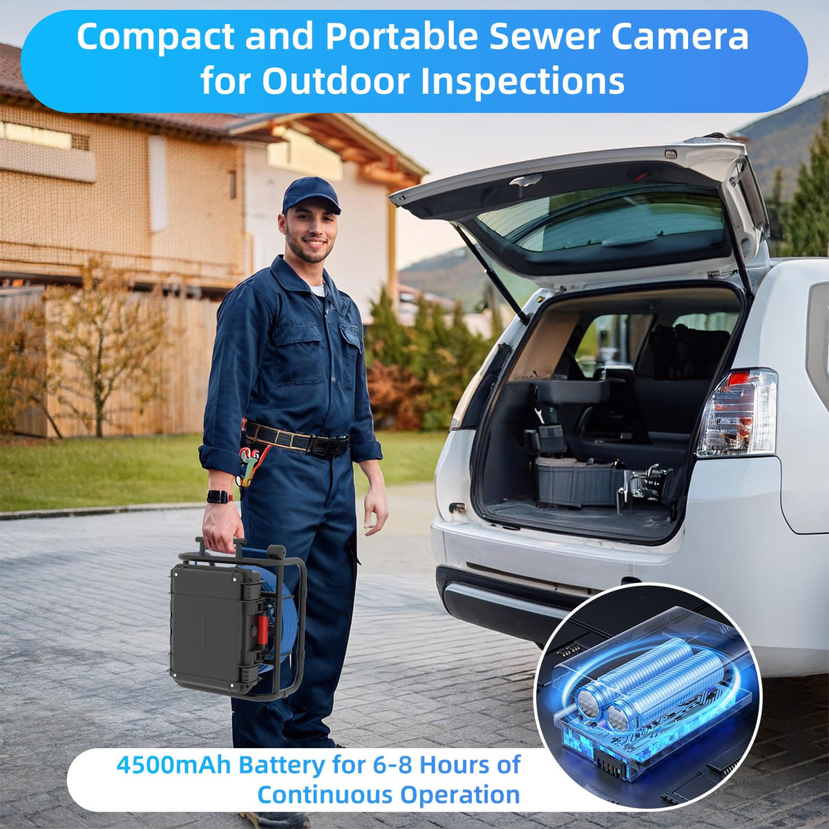Sanyipace Drain Camera 100FT/30M, 23mm/0.9in FHD Sewer Inspection Camera, 5X Zoom, Distance Counter, 9" IPS Screen, DVR & Voice Recorder, 16GB Card, for Sewer Line, Pipe, Duct, Plumbing, Plumber, Home