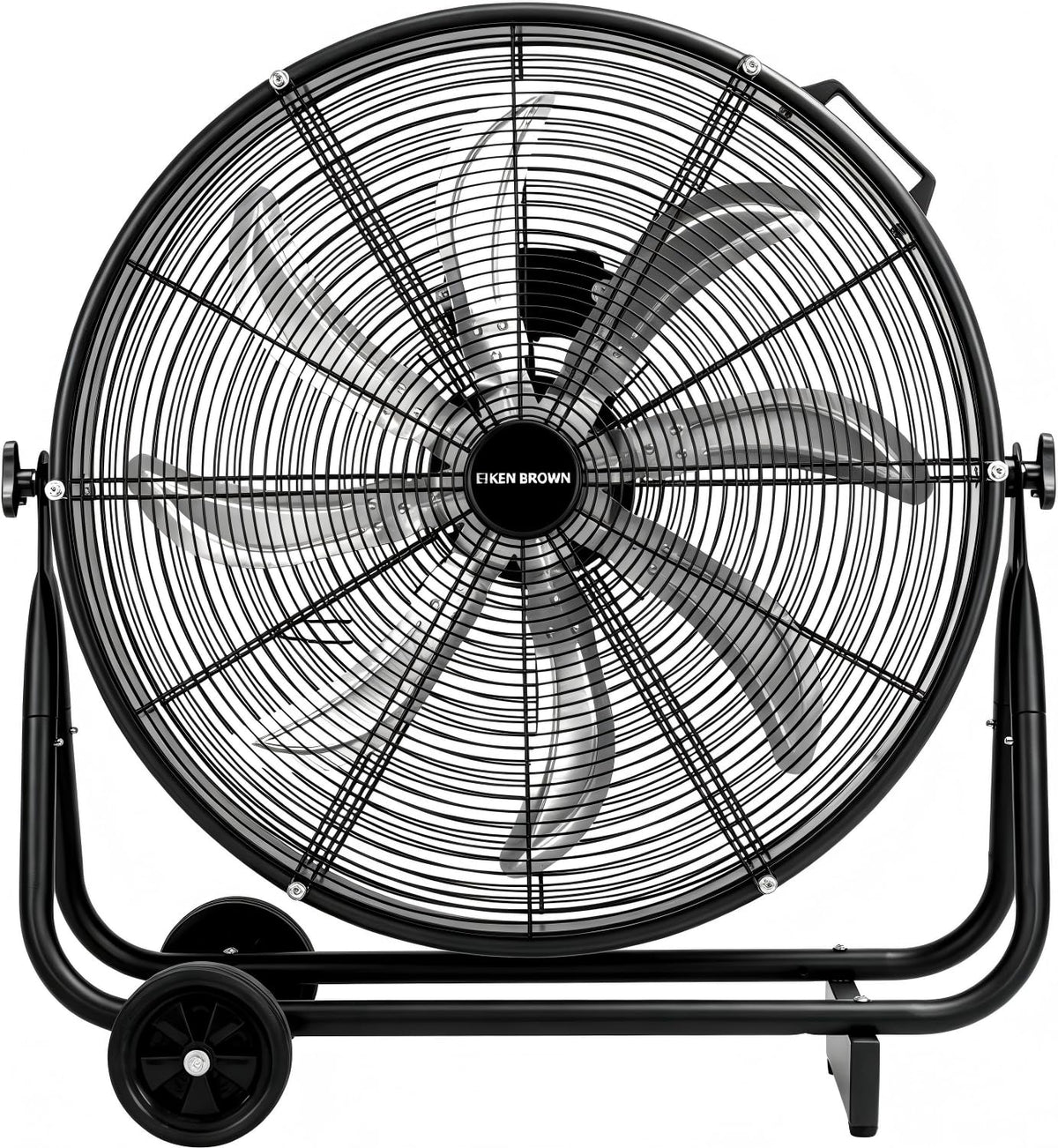 KEN BROWN 24 Inch Industrial Shop Fan, TurboSweep 8 Blades High Velocity Drum Fan, 9500 CFM, Heavy Duty 3 Speeds, 360° Adjustable Tilt for Industrial Commercial Gym Garage