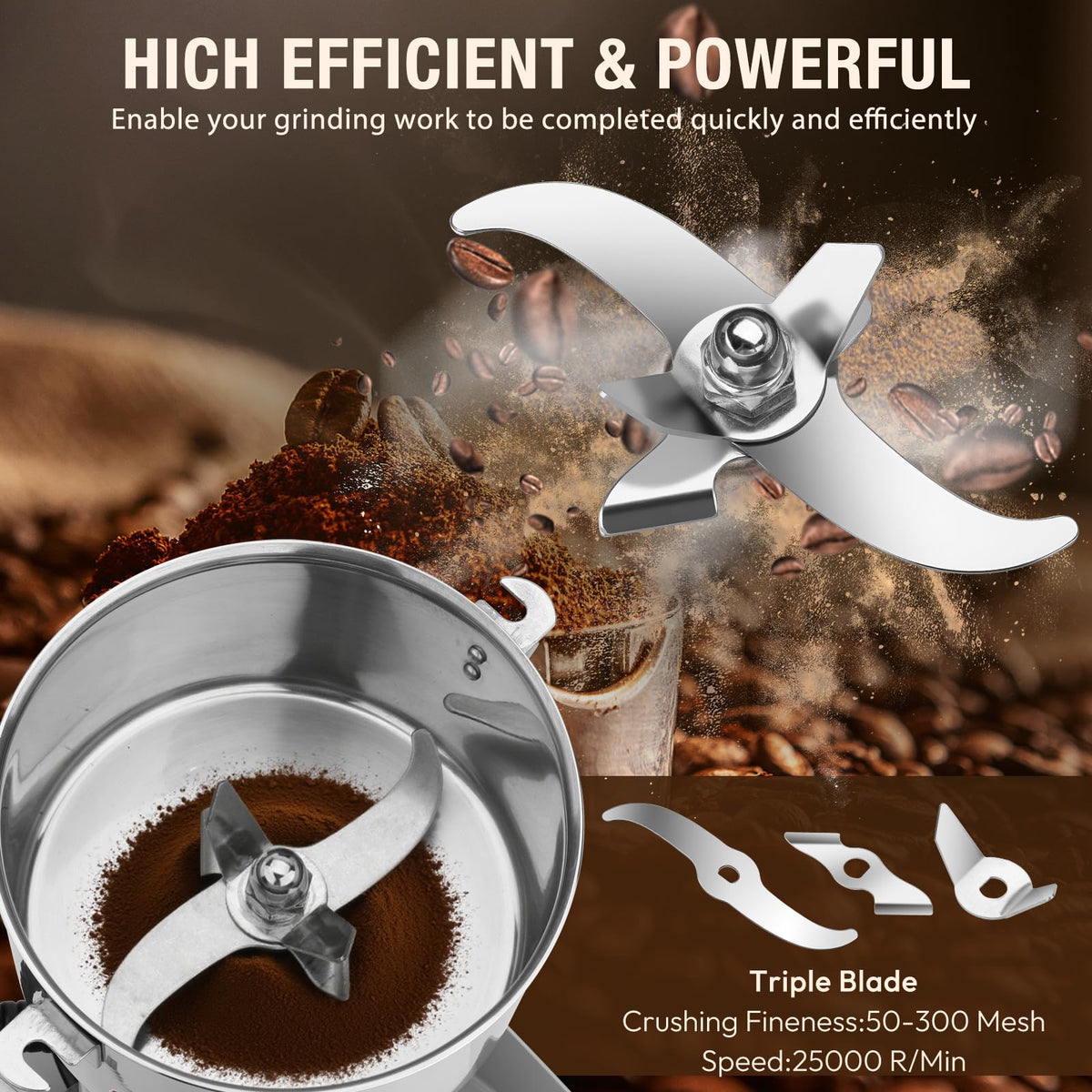 Kymucolvin Electric Grain Mill Grinder-1000g 110V 3500W Performance Grain Mill,Suitable For Kitchen, Household,Commercial Use of Crushing Dry Grains,Spices,Herbs,Coffee,Corn,Pepper Grinder. (1000g)