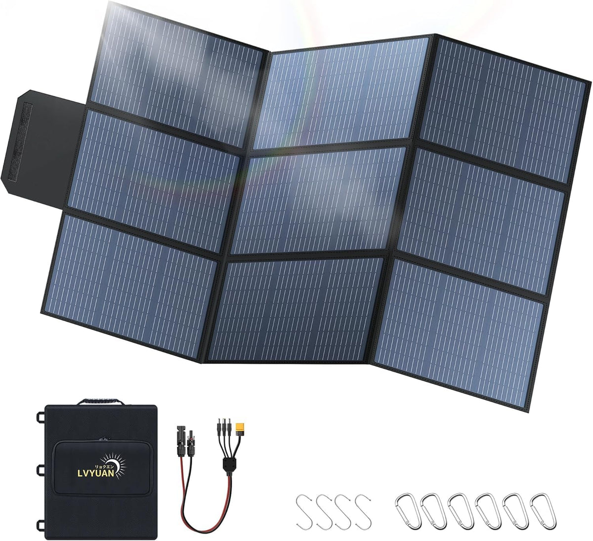 LVYUAN 400W Portable Solar Panel, 36V Foldable Blanket Solar Panel IP64 P-PERC, Upgraded 23% Efficiency for Solar Power Station Generator for Outdoor Camping Backpacking Hiking, 22 Pounds