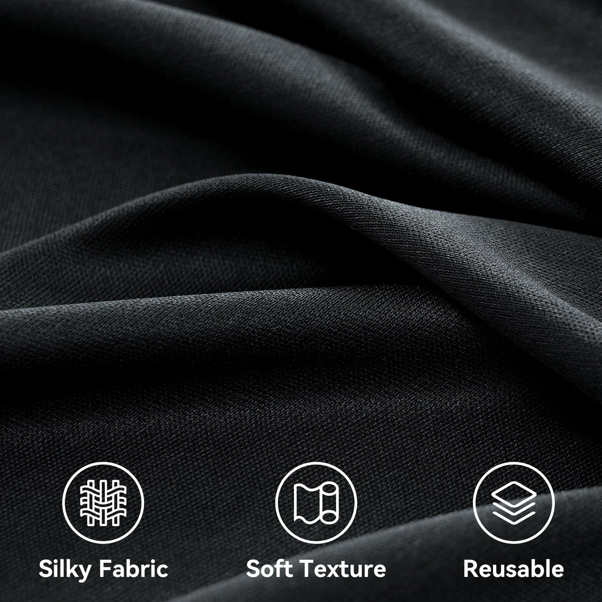 10 Panels 5x12ft Wrinkle Free Black Backdrop Curtains for Parties, Polyester Photo Backdrop Drapes 12 ft Long Back Drop Cloth for Wedding Birthday Photography Background, 50ftx12ft