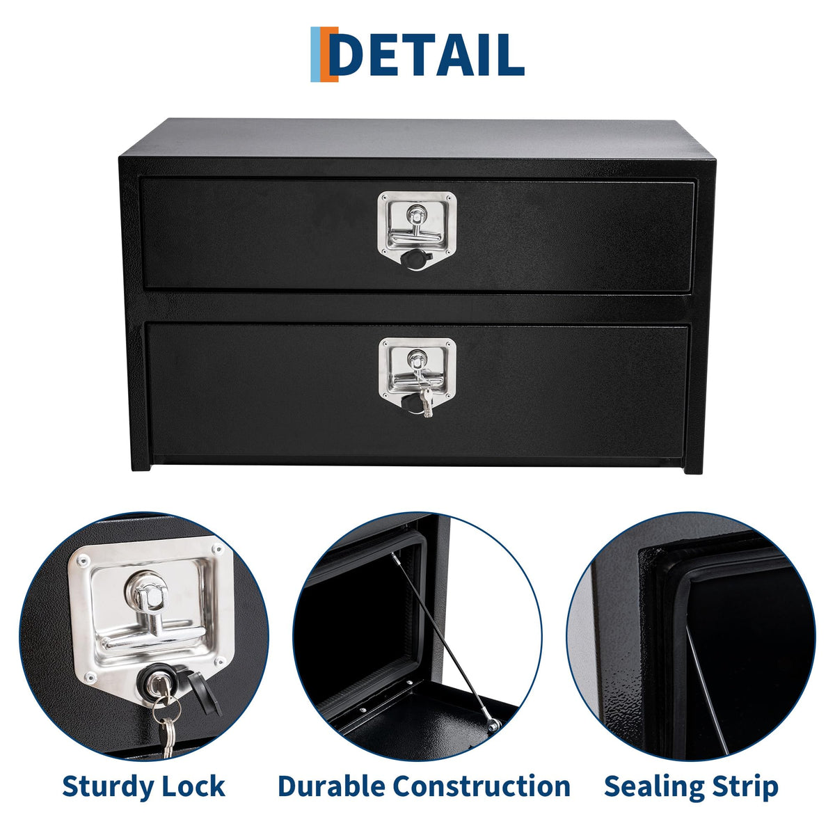 MOVECOM 36 Inch Truck Tool Box,T-Handle Lock Heavy Duty Steel Storage Tool Box, Tool Chest Organizer Lock and Keys, For Pickup, Truck Bed, RV, Trailer, Waterproof Box, Durable 36"x 18"x 20" Black