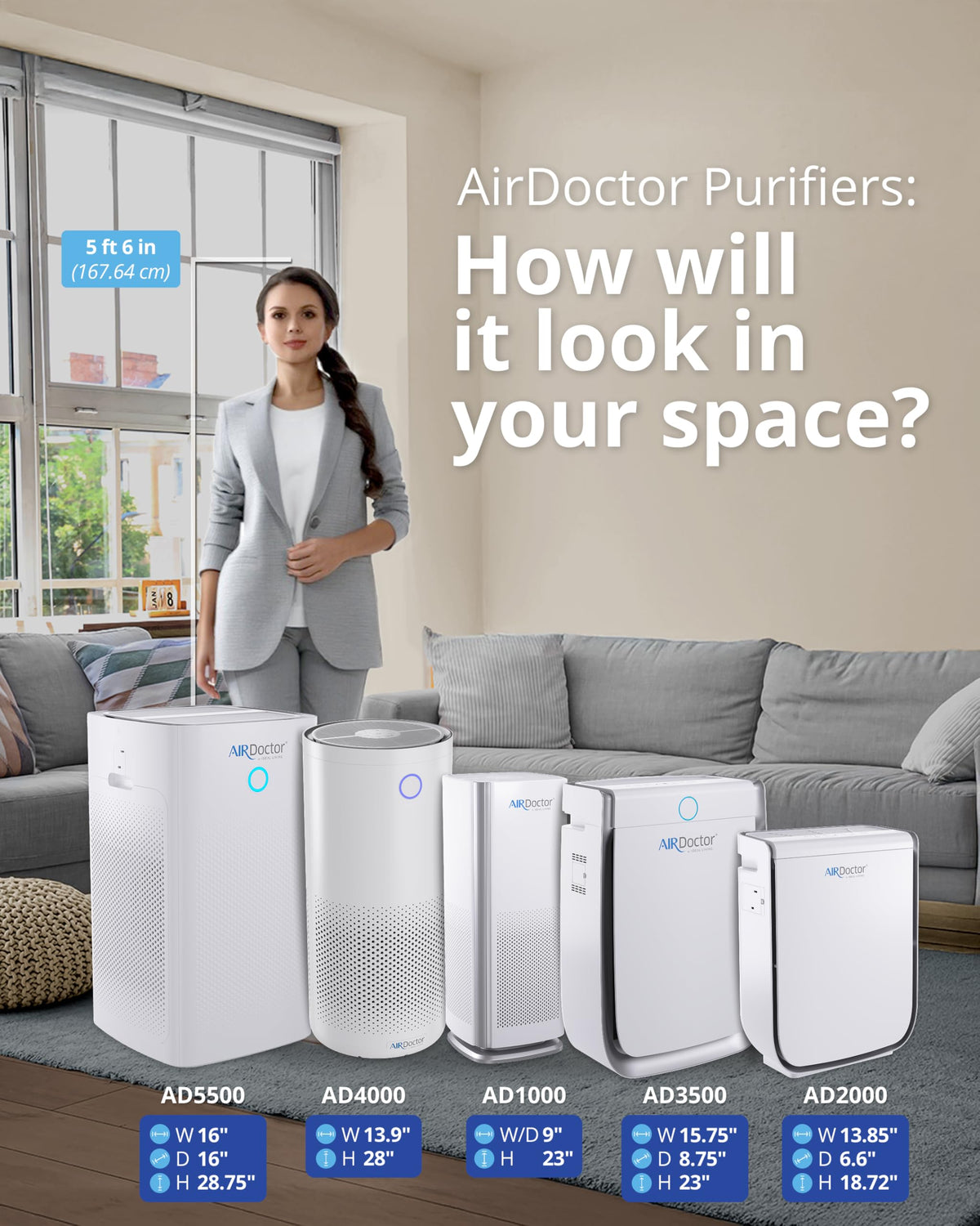 AIRDOCTOR AD3500 Air Purifier with additional VOC & Pre Filter Bundle
