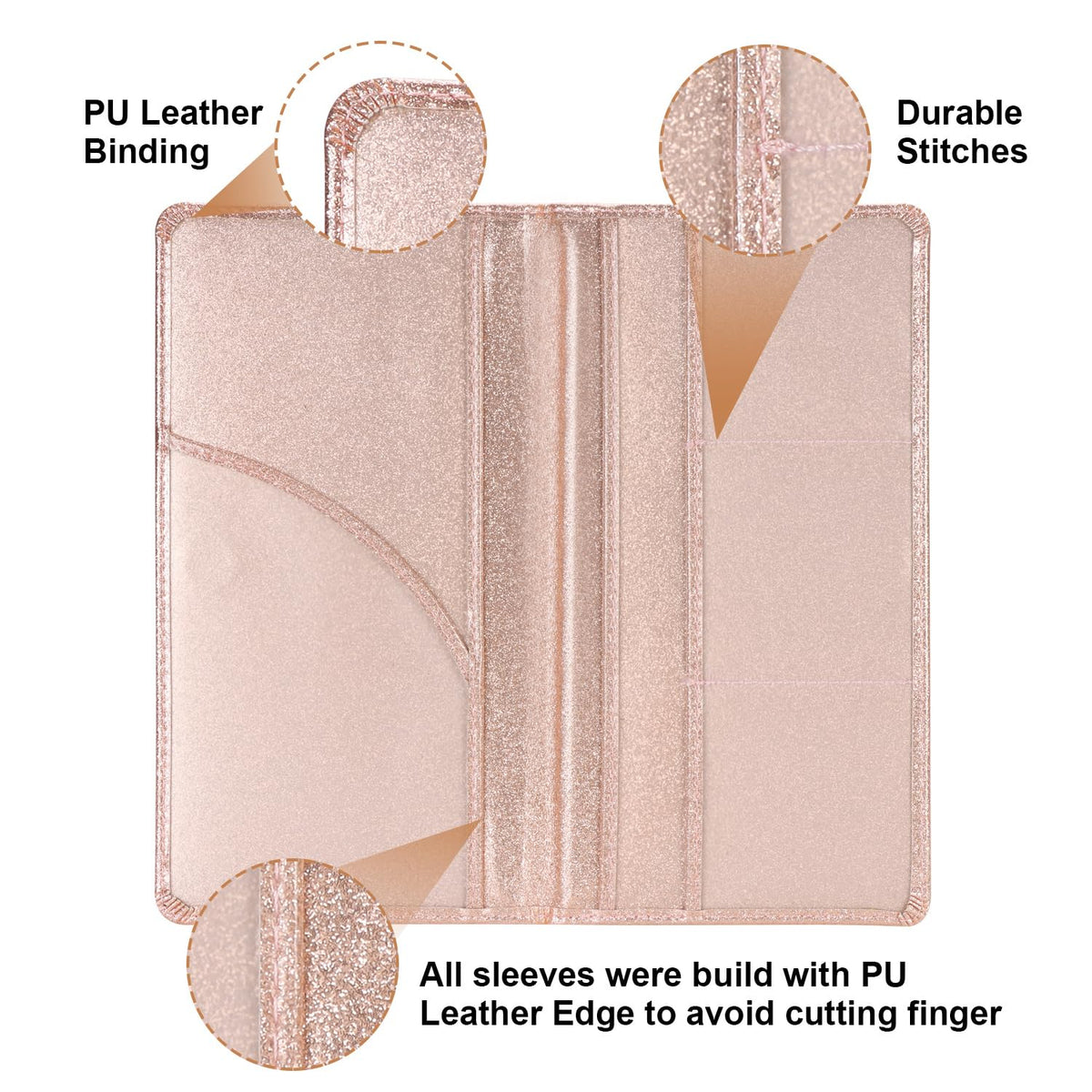 Cacturism Car Registration and Insurance Holder, Car Accessories Vehicle Glove Box Car Organizer Men Women Wallet Case with Magnetic Shut for Cards, Essential Document, Driver License, Bling Rose Gold