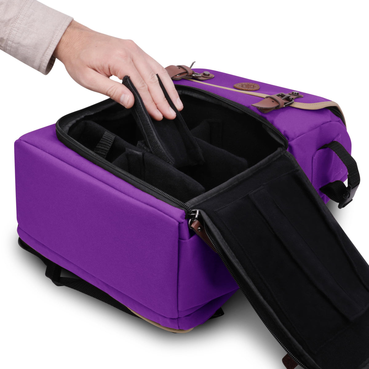 ENHANCE Designer Edition TCG Backpack - MTG Deck Bag Card Binder Space, TCG Deck Box Storage, MTG Playmat Holder - Card Storage Compatible with Magic the Gathering, Pokemon, Lorcana (Canvas Purple)