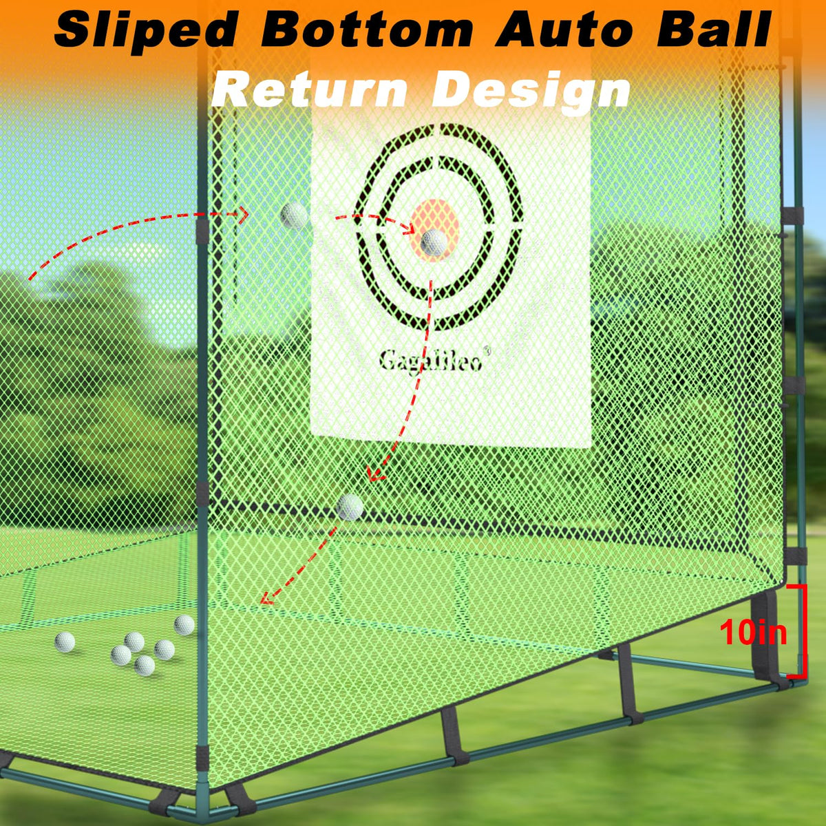 Gagalileo Golf Driving Cage Net: Heavy Duty 1 in Steel Frame - Noise Reduction Target for Backyard Garage Indoor Simulator - 10x10x10 FT High Density Hitting Swing Practice with Bottom