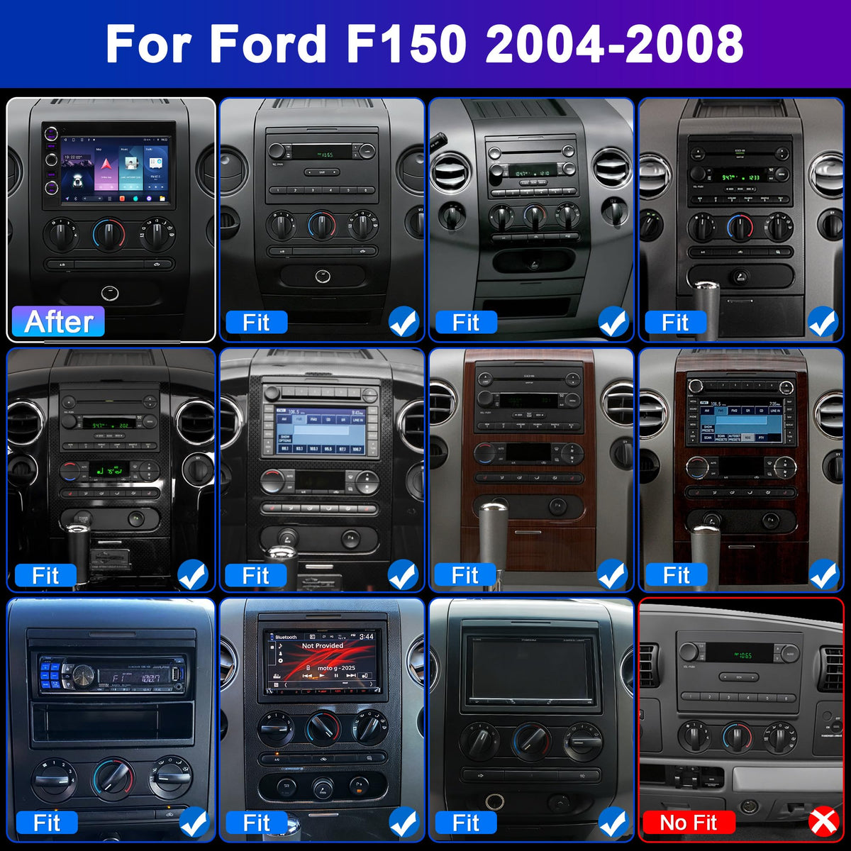 4G+64G Car Radio Stereo for Ford F150 2004-2008: Upgrade Android 15 7" Touchscreen Head Unit Replacement Wireless CarPlay Android Auto, BT 5.4, WiFi 6, GPS, FM, RDS, EQ, SWC, 1080P Backup Camera