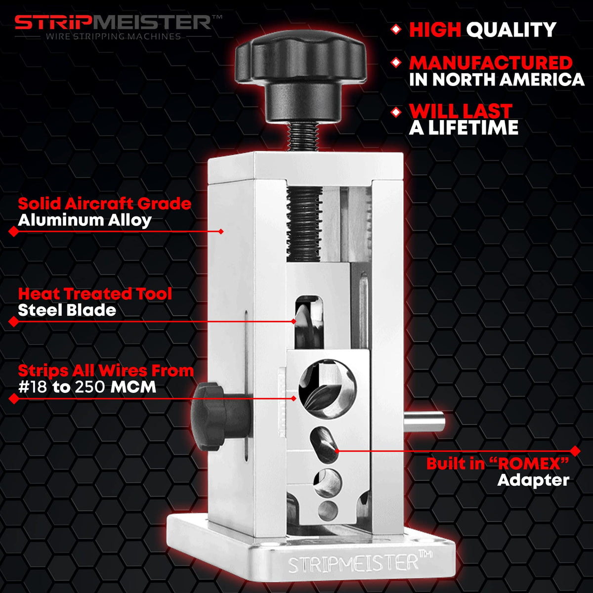StripMeister Original Wire Stripping Machine & E250 Feeder Replacement - Drill Powered Wire Stripper, Wire Stripper Tool & Ultra-Grip E250 Feeder & Shaft Replacement, Wire Stripping Made Easy (Bundle)