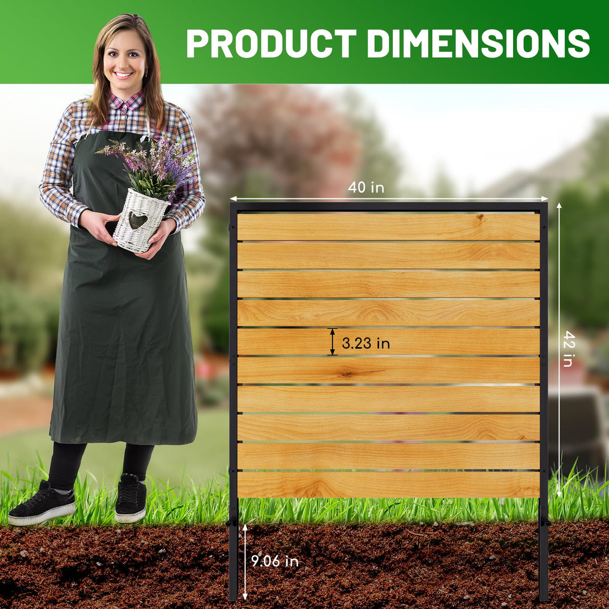 2 Panels No Dig Wooden Privacy Fence Screen, 42" H X 40" W Outdoor Air Conditioner Fences, Hide Trash Bins Or Ac Units, Decorative Garden, Patio, Backyard Fence -Temporary Fencing