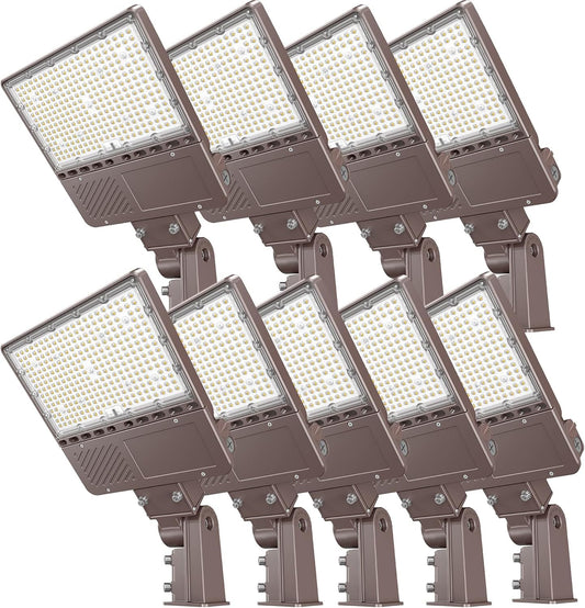 NGT 9 PCS LED Parking Lot Light 200W 160W 120W, UL Listed LED Shoebox Fixture w/Photocell 5000K Adjustable Slip Fit, Pole Light Outdoor, IP65 Waterproof Commercial Street Area Flood Lighting 100-277V