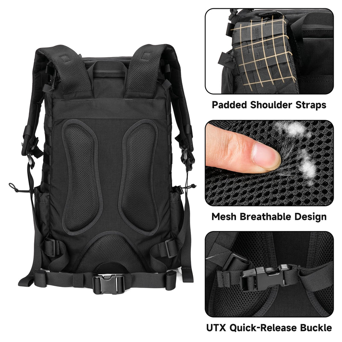 EXCELLENT ELITE SPANKER Tactical Military Backpack 35L Camping Hiking Backpack for Men and Women for Outdoor Hiking, Trekking, and Travel(Black)