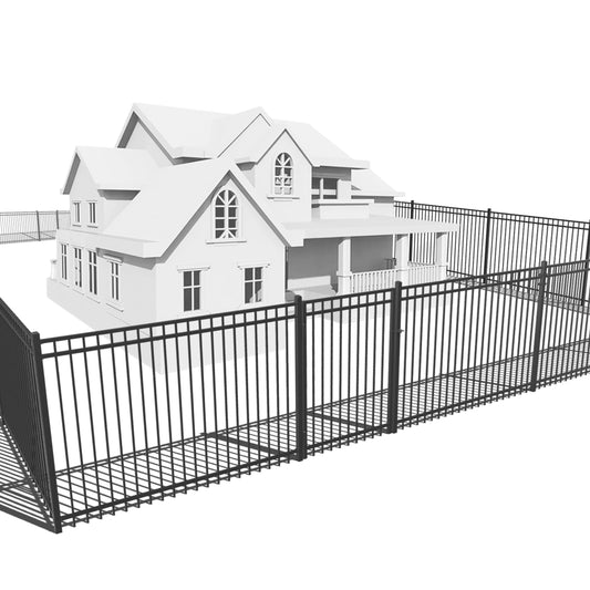 Fencer Wire 76FT Heavy Duty Flat Top Fence Barrier Kit, Anti-Rust Metal Steel Fence with 5FT Height X 8FT Width Panels, with Flat Top Gate, Posts, Connectors, Outdoor Fencing for Yard