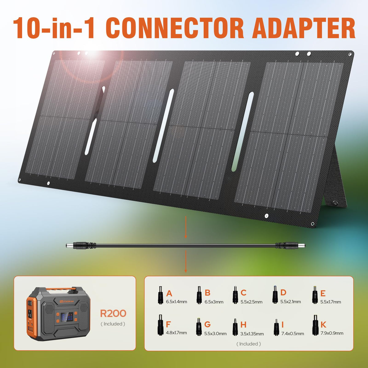 Portable Solar Generator, 300W Portable Power Station with Foldable 60W Solar Panel,110V Pure Sine Wave 280Wh Battery Power Pack with USB DC AC Outlet for Camping Smart Devices RV Van Outdoor-Orange