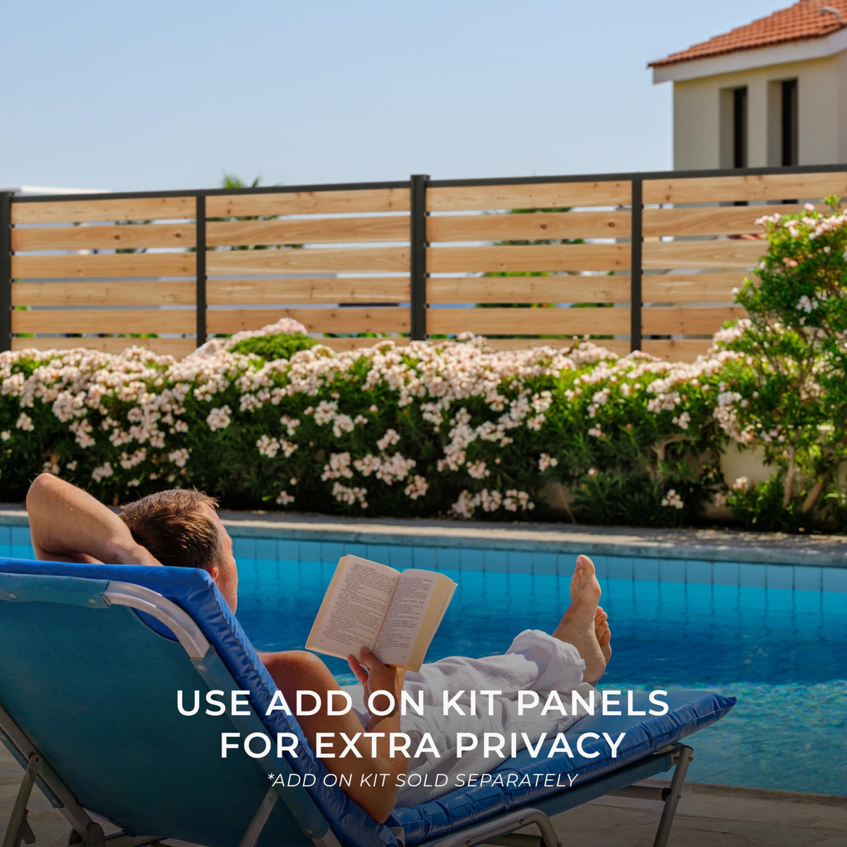 Backyard Discovery 8' x 6' Cedar Wood Outdoor Privacy Screen Wall with Durable Aluminum Metal Posts, Easy Assembly, Decorative Privacy Fence Panel for Secluded Deck, Patio, Balcony, Terrace, Hot Tub