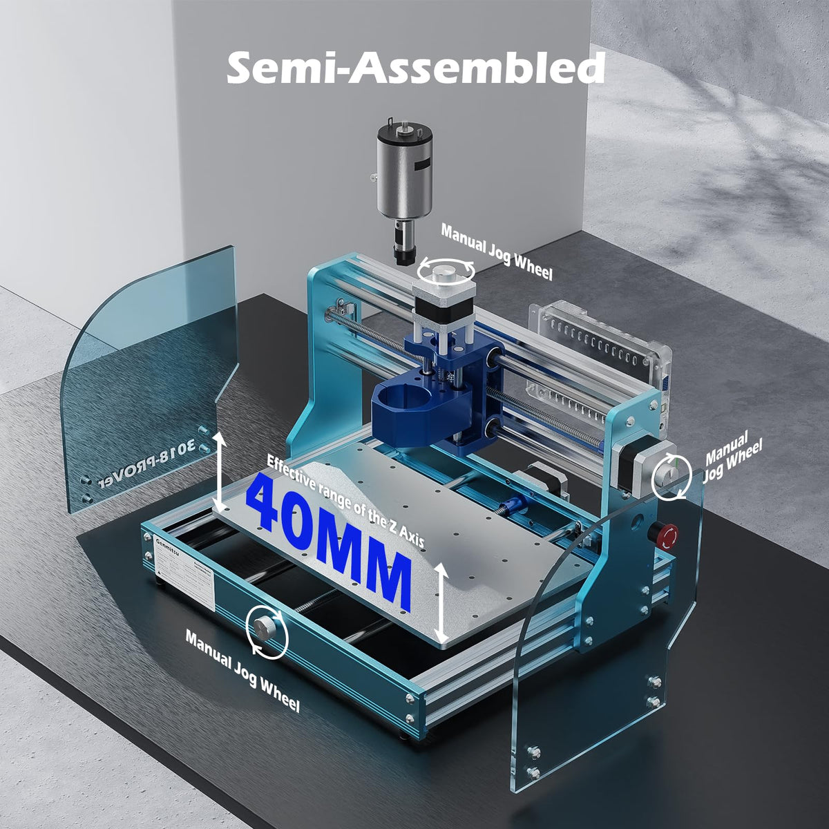 Genmitsu 3018-PROVer V2 CNC Milling Machine, Desktop CNC for Beginner + CNC MDF GRID Spoilboard 300 x 180 x 12mm (11-4/5''x 7''x 1/2''), M6 Holes (6mm), Screws and Nuts Included
