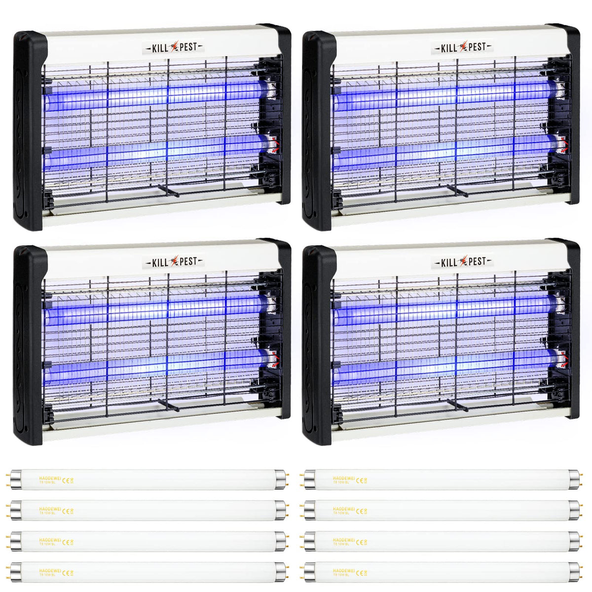 4 Pcs Electric Bug Zapper Indoor Insect Killer with Replacements Bulbs 20W Blue Light Powerful 2800V Attract Fly and Mosquito Traps with Circuit No Load Protection Outdoor Plug in Pest Control