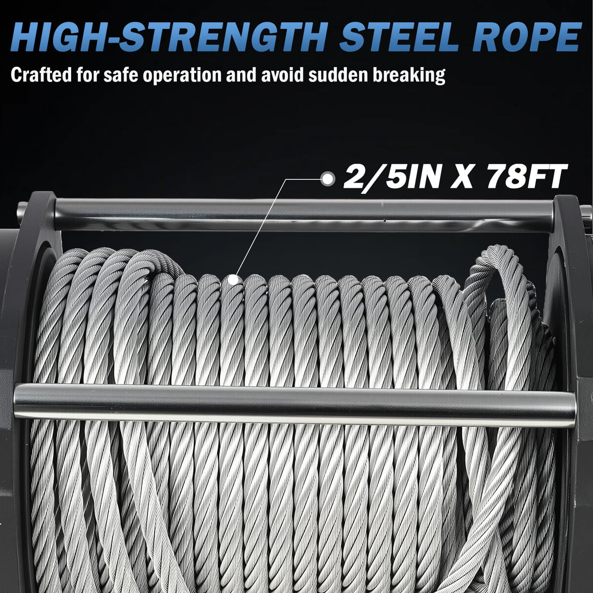 Hydraulic Winch - 1/2" x 78' Steel Cable, BMR100 Hydraulic Motor, 36:1 Gear Ratio - Suitable for Wreckers, Tow Trucks and Vehicle Recovery (78FT Steel Rope/20,000 LBS)