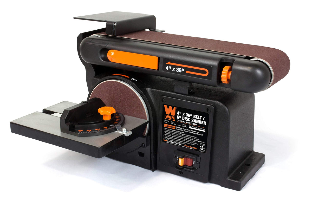 WEN PL1326 15-Amp 13-Inch Spiral Benchtop Thickness Planer & 6502T 4.3-Amp 4 x 36 in. Belt and 6 in. Disc Sander with Cast Iron Base